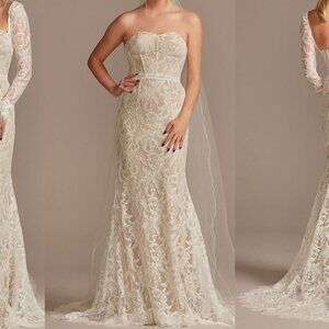 NWT Size 6 Sheath Wedding Dress; Vestido de novia tubo NWT talla 6